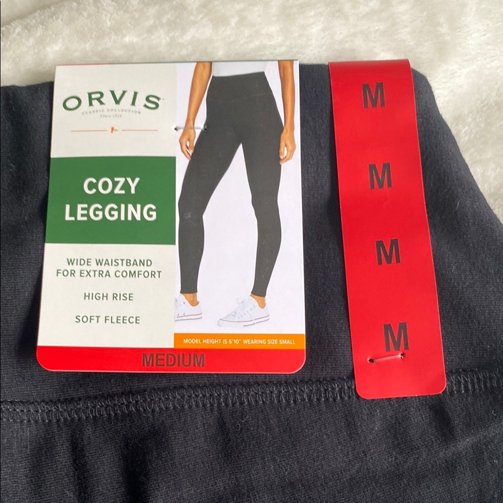 NWT Orvis Cozy Legging Fleece lined in Black medium - Picture 2 of 4